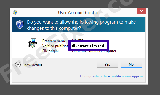 Screenshot where Illustrate Limited appears as the verified publisher in the UAC dialog